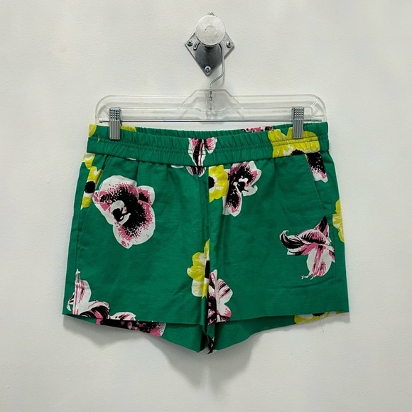 J. Crew Pants - J.Crew Green Shorts‎ W/Purple and Yellow Flowers